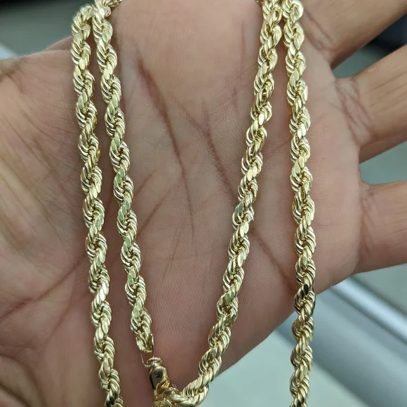10kt real gold rope chain 5mm 28 be Inch